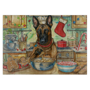 Belgischer Malinoi Weihnachtsbäckerei: Festliches  Schneidebrett
