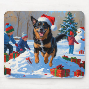 Belgischer Malinoi Weihnachtsfestliche Schneeszene Mousepad