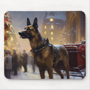 Belgischer Malinoi Weihnachtsfestzeit Mousepad