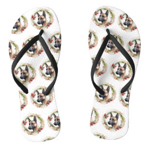 Belgischer Malinoi Weihnachtskranz Festiver Hund Flip Flops