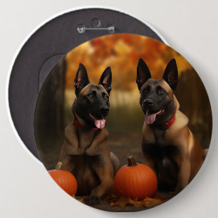Belgischer Malinoi-Welpe Herbstfreude Kürbis Button