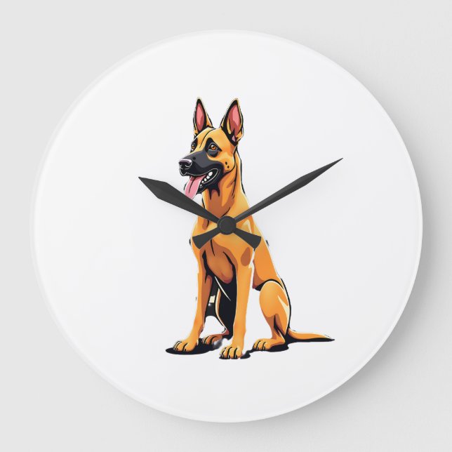 Belgischer Malinois (3) Große Wanduhr (Vorderseite)