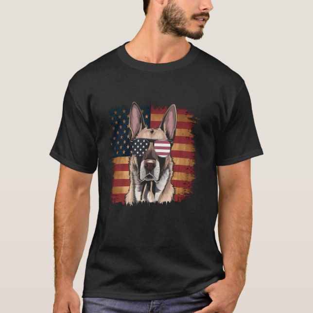 Belgischer Malinois 4. Juli T-Shirt (Vorderseite)