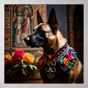 Belgischer Malinois Altar Tag der Toten Poster