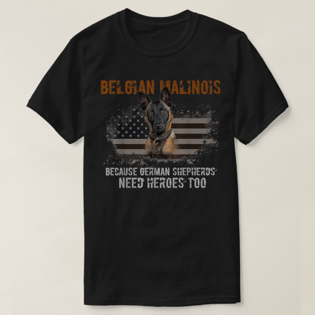 Belgischer Malinois-amerikanischer Flaggenhund T-Shirt (Design vorne)