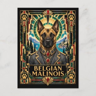 Belgischer Malinois, Art Deco Hund Postkarte