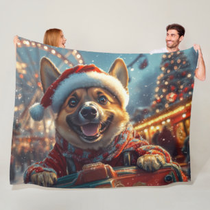 Belgischer Malinois-Hund Achterbahn Weihnachten Fleecedecke