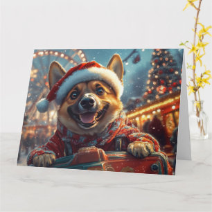 Belgischer Malinois-Hund Achterbahn Weihnachten  Karte