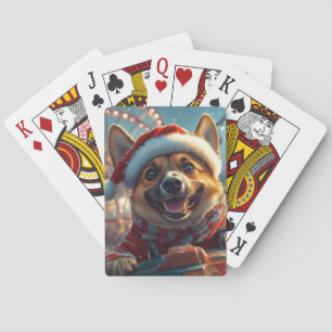 Belgischer Malinois-Hund Achterbahn Weihnachten Spielkarten
