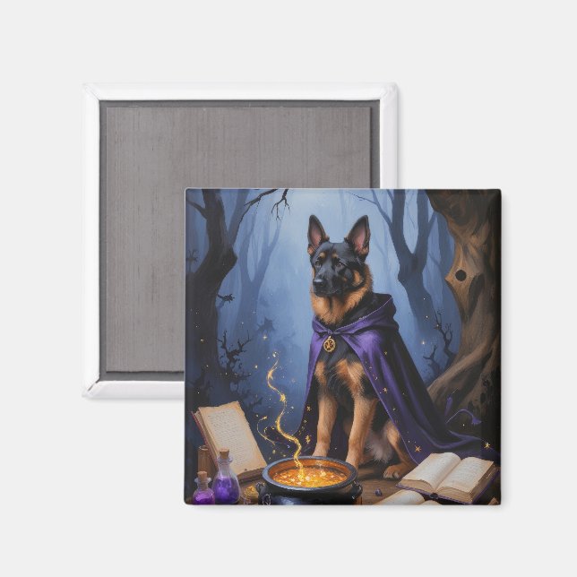 Belgischer Malinois Hund Gemälde zu Halloween Magnet (Vorderseite/Rückseite)