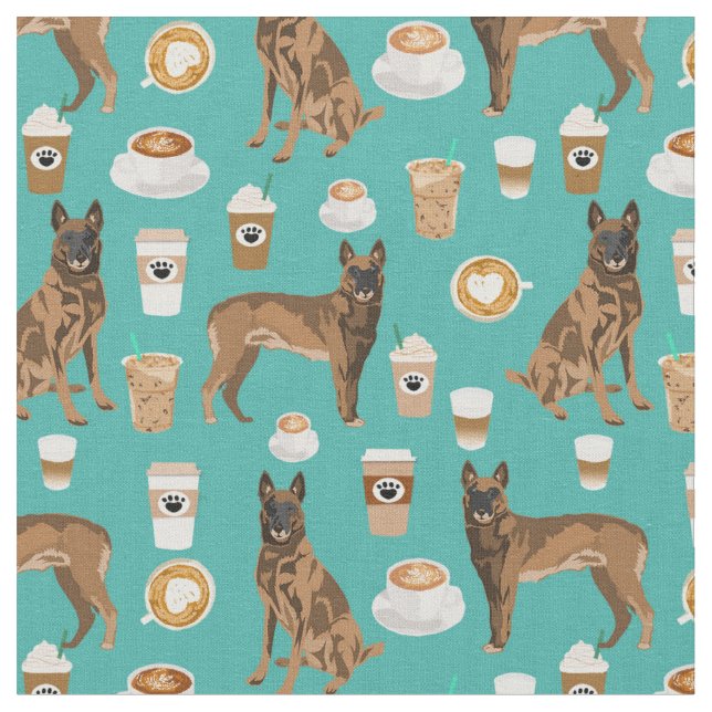 Belgischer Malinois-Hund-Kaffee Türkis Stoff (Nahaufnahme)