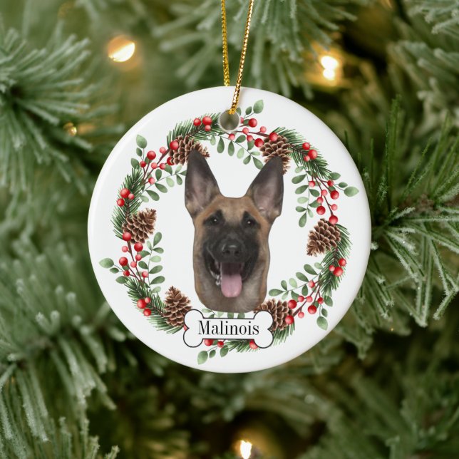 Belgischer Malinois Hund Personalisiert Pet Orname Keramik Ornament (Baum)