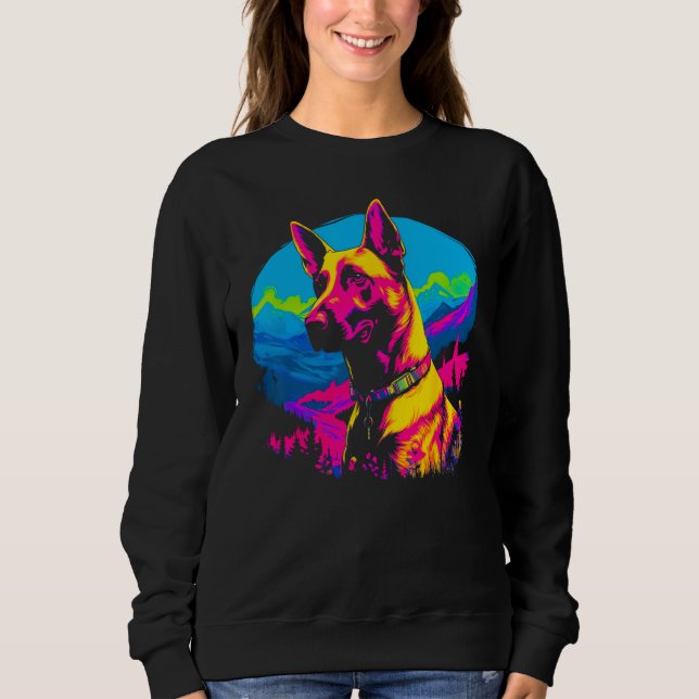 Belgischer Malinois Hund Pop Art Sweatshirt (Vorderseite)