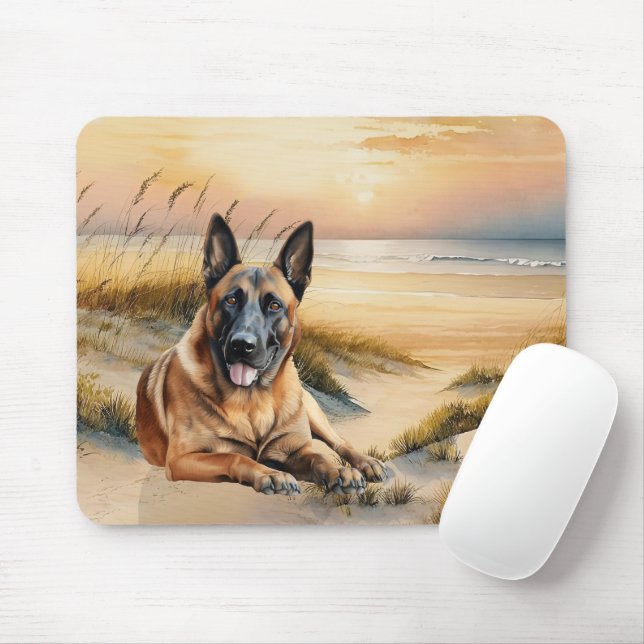 Belgischer Malinois-Hundefreund Sandstrand Mousepad (Mit Mouse)