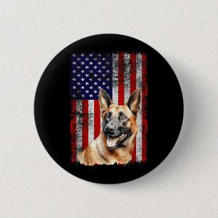 Belgischer Malinois Hundeliebhaber Flagge 4. Juli Button