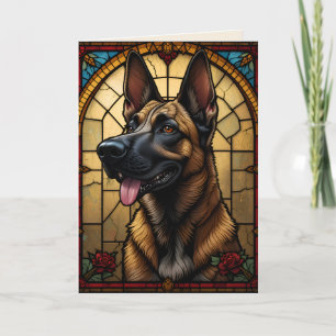 Belgischer Malinois im Buntglasstil Illustration Karte