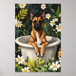 Belgischer Malinois in der Badewanne Poster, Lusti Poster