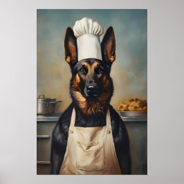Belgischer Malinois in Kochmütze Poster, Haustier  Poster