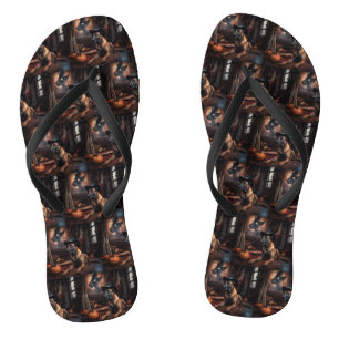 Belgischer Malinois Kürbisse Halloween Gruselig Flip Flops