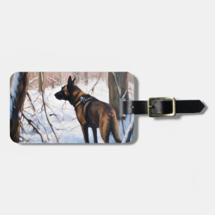 Belgischer Malinois Lass es schneien Weihnachten Gepäckanhänger