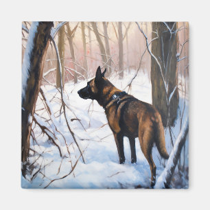 Belgischer Malinois Lass es schneien Weihnachten Magnet