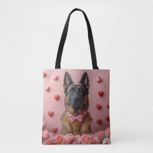 Belgischer Malinois mit Rosen - Valentinstag