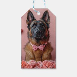 Belgischer Malinois mit Rosen - Valentinstag Geschenkanhänger