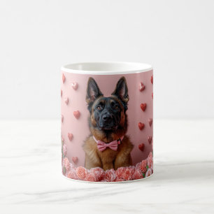 Belgischer Malinois mit Rosen - Valentinstag  Kaffeetasse