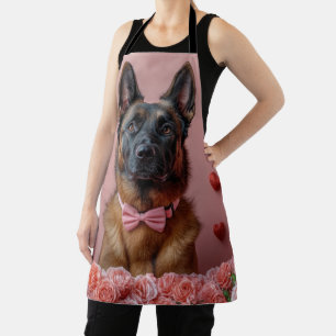 Belgischer Malinois mit Rosen - Valentinstag  Schürze