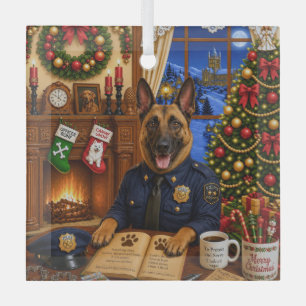 Belgischer Malinois Polizei Urlaub Ornament Aus Glas
