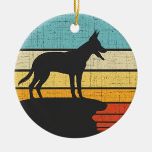 Belgischer Malinois Retro Vintage 60er 70er Hund W Keramik Ornament