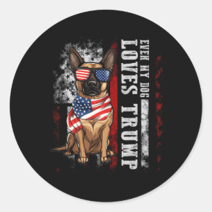 Belgischer Malinois Sogar mein Hund liebt Trump Lu Runder Aufkleber