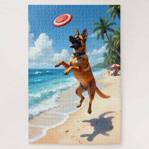 Belgischer Malinois Strand Action Szene Puzzle