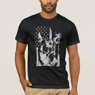 Belgischer Malinois Thin Blue Line Polizeihund T-Shirt