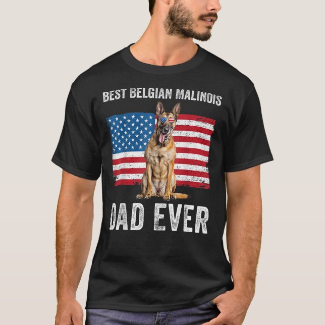 Belgischer Malinois-Vater American Flag Belgische  T-Shirt (Vorderseite)