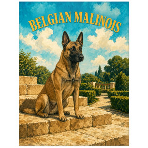 Belgischer Malinois, Vintage Wasserfarben-Hundekun Postkarte