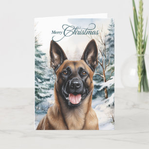Belgischer Malinois Wald Frohe Weihnachten