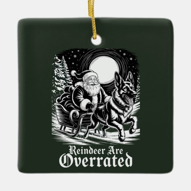 Belgischer Malinois Weihnachtsbaum wird überbewert Keramikornament (Vorderseite)