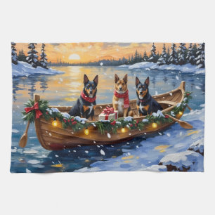 Belgischer Malinois Weihnachtsboot Urlaub Geschirrtuch