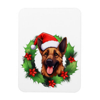 Belgischer Malinois Weihnachtskranz Magnet