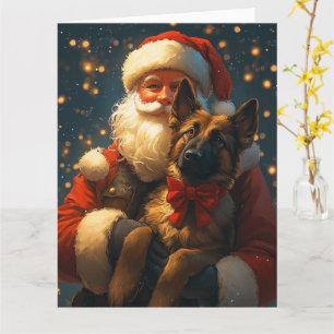 Belgischer Malinois Weihnachtsmann Festliches Weih Karte