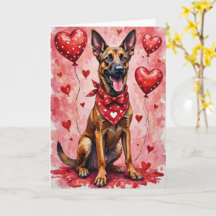 Belgischer Malinois zum Valentinstag mit Herzen Karte