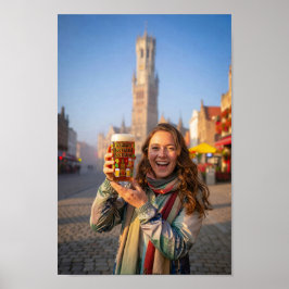 Belgischer Reise-Sonnen-Schein auf dem Marktplatz- Poster