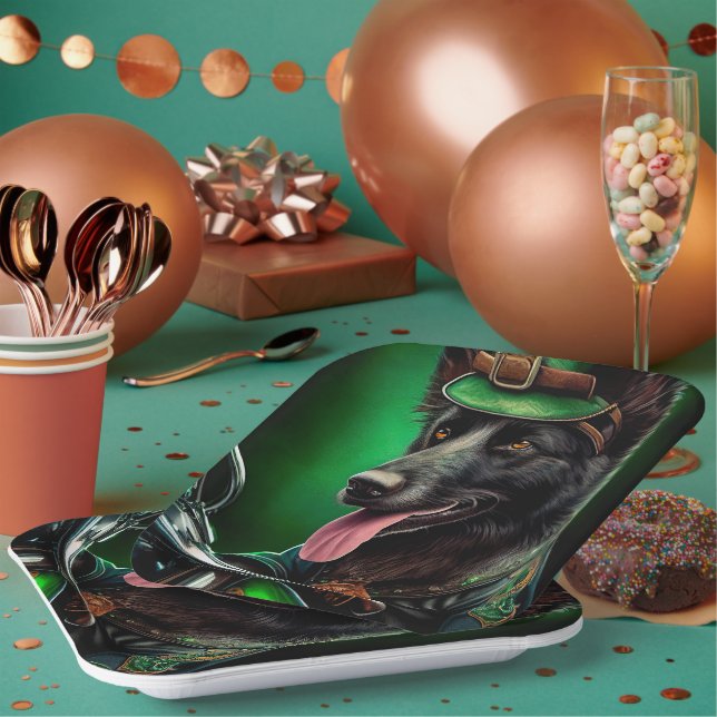 Belgischer Schäferfahrrad St. Patrick's Day Pappteller (Multi)