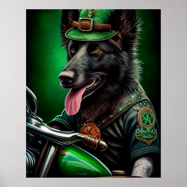 Belgischer Schäferfahrrad St. Patrick's Day Poster (Vorne)