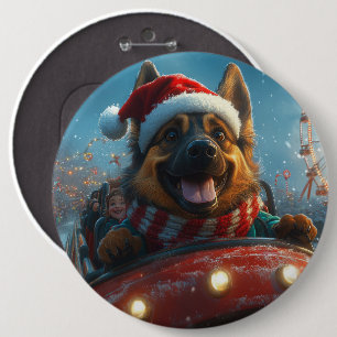 Belgischer Schäferhund Achterbahn Weihnachten Button