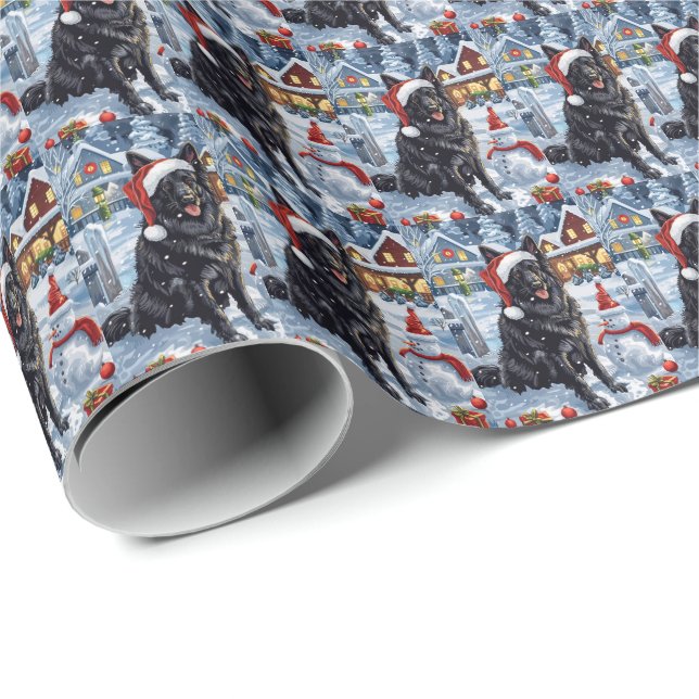 Belgischer Schäferhund Dog Winter Wonderland Weihn Geschenkpapier (Rolleneckpunkt)