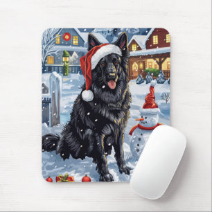 Belgischer Schäferhund Dog Winter Wonderland Weihn Mousepad