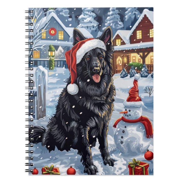 Belgischer Schäferhund Dog Winter Wonderland Weihn Notizblock (Vorderseite)