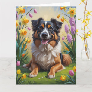 Belgischer Schäferhund Frühlingsblumenmalerei Karte
